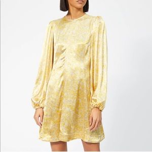 Ganni 🆕 Cameron Dress Yellow Paradise Satin Zip